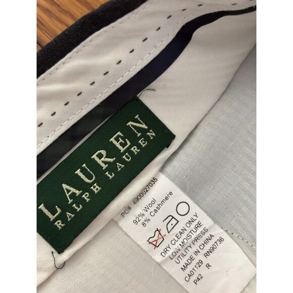 Lauren Ralph Lauren Mens Dress Pants Sz 42x33 Gray Wool & Cashmere Pleated - Picture 3 of 7